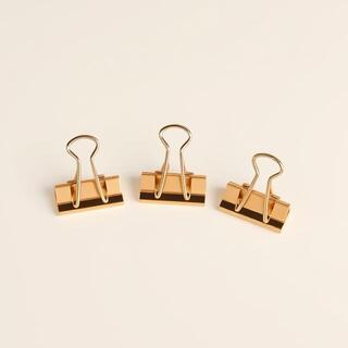 Brass binder clips on mint paper
