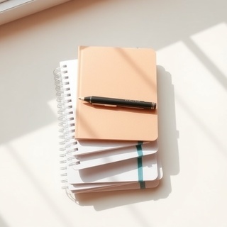 Stack of mint-accent notebooks