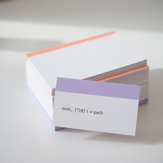 Index cards with color headers