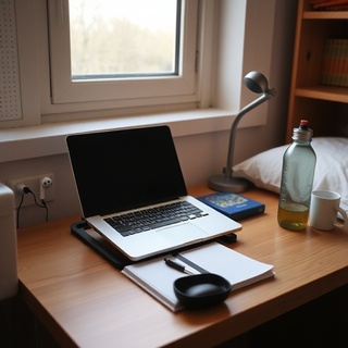 Campus desk with compact PaperMint setup