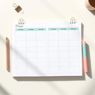 Desk weekly planner with faint grid
