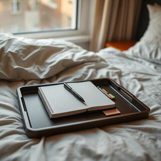 Hostel bed used as a compact desk setup