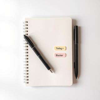 Minimal tools: notebook, pen, tabs