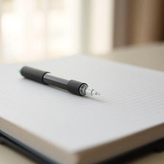 Pen resting on planner with mint accent