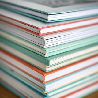 Notebook stack with mint edge paint