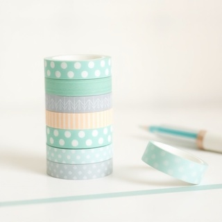 Washi tape bundle in coordinated mint palette