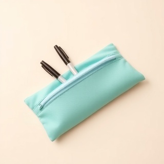 Mint pen pouch moving along a tidy desk track
