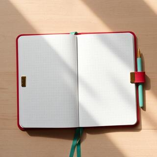A5 grid notebook with brass clip