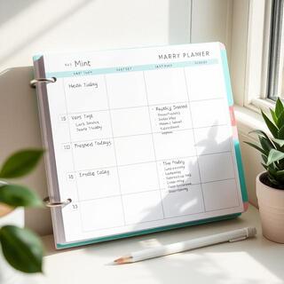 Weekly planner with mint accent